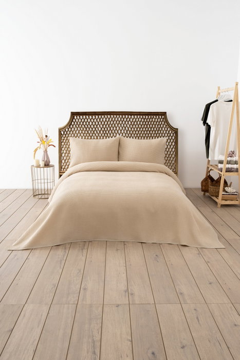 L'essentiel linge de maison Colcha Waffle Beige 200 x 220 cm